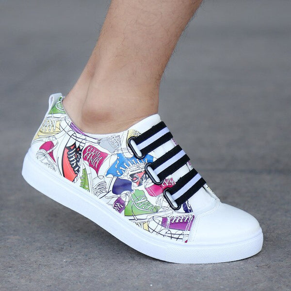 2019 New Men's Vulcanized Shoes Printing Pattern Skateboard Shoes Breathable Fashion Men Casual Platform Shoes