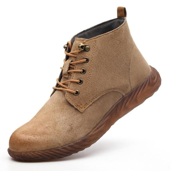Mens Work Boots 2019 Fashion Outdoor Steel Toe Cow Leather Steel Toe Shoes Men Anti Slip Puncture Proof Safety Shoes Boot Man