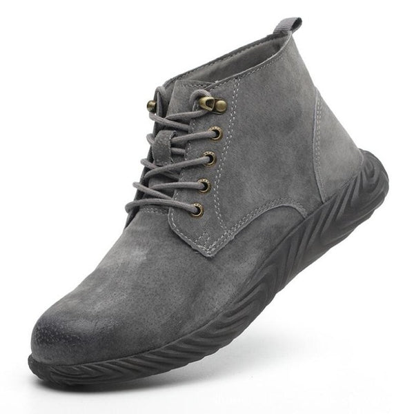 Mens Work Boots 2019 Fashion Outdoor Steel Toe Cow Leather Steel Toe Shoes Men Anti Slip Puncture Proof Safety Shoes Boot Man