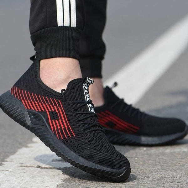 Men Safety Steel Toe Shoes Mens Air Mesh Fashion Puncture-Proof Boots Lightweight Summer Breathable Work Sneakers Shoe Male