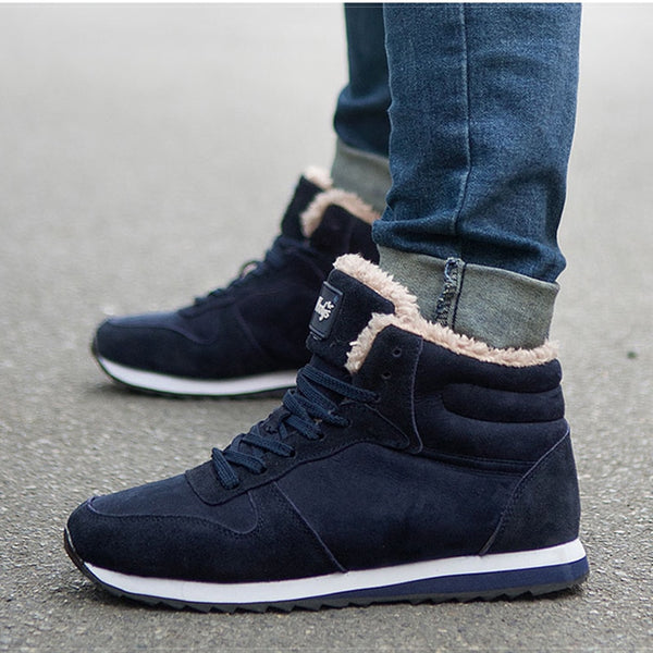 Fashion Men Boots Men Winter Boots Footwear Men Ankle Boots Warm Fur Winter Shoes Snow Boots Men Winter Sneakers Plus Size 46