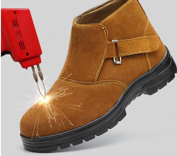 2019 Work Electric Welder Genuine Leather Safety Anti-puncture Anti-smashing Men Safety Shoes Steel Toe Work Shoes Flats