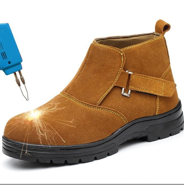 2019 Work Electric Welder Genuine Leather Safety Anti-puncture Anti-smashing Men Safety Shoes Steel Toe Work Shoes Flats