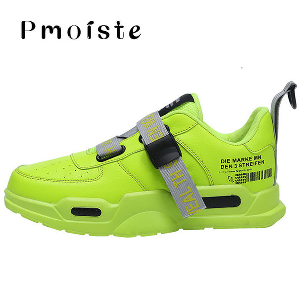 Men's Chunky Sneakers Buckle strap Superstar Casual Shoes Boys Running Shoes Man footwear Trainers vulcanized Green Size 11