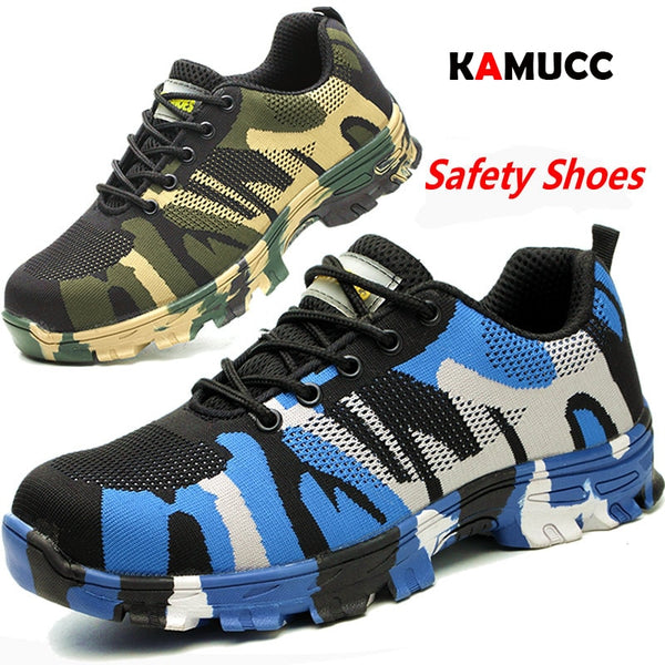 Work Boots Construction Men's Outdoor Steel Toe Cap Shoes Men Camouflage Puncture Proof High Quality Safety Shoes Plus Size36-47