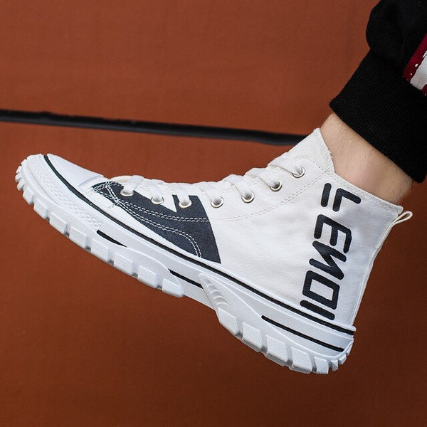 QWEDF 2019 Men's Canvas Shoes Spring Autumn The New Lace-up High Style Men Vulcanize Shoes Sneakers Flats Men'S Shoes X10-39
