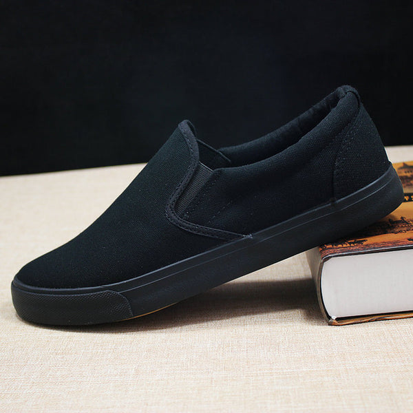 Canvas shoes men's shoes all black casual solid color large size zapatos de hombre mens loafers chunky sneakers 2019