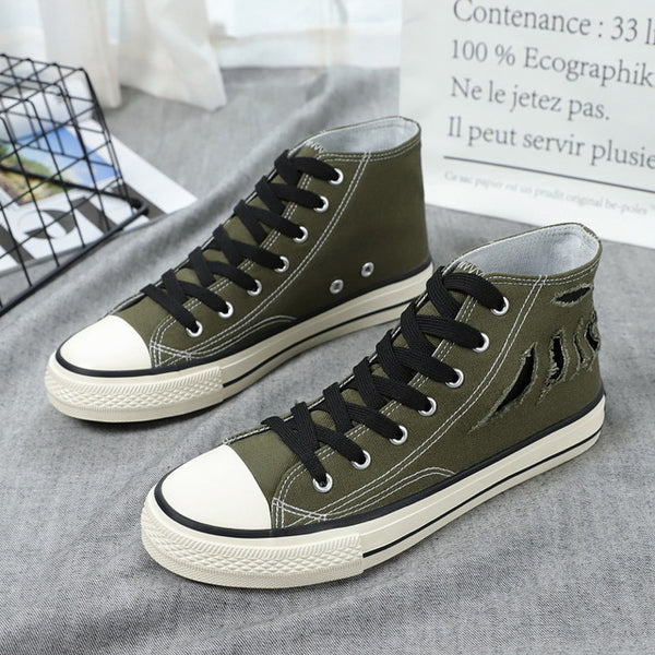 Hot Sale 2019 Spring Autumn Men's Sneakers High Top Black Canvas Shoes Vulcanized Men Casual Shoes Lace Up Breathable