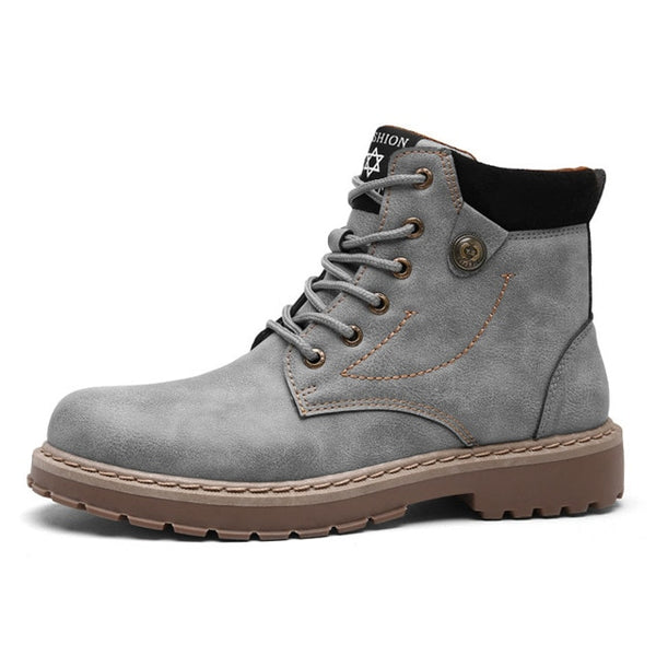 Men Leather Boots Comfortable Winter Warm Shoes Male Motorcycle Men Ankle Boots Men Oxfords Snow Shoes Men Work Boots Martens