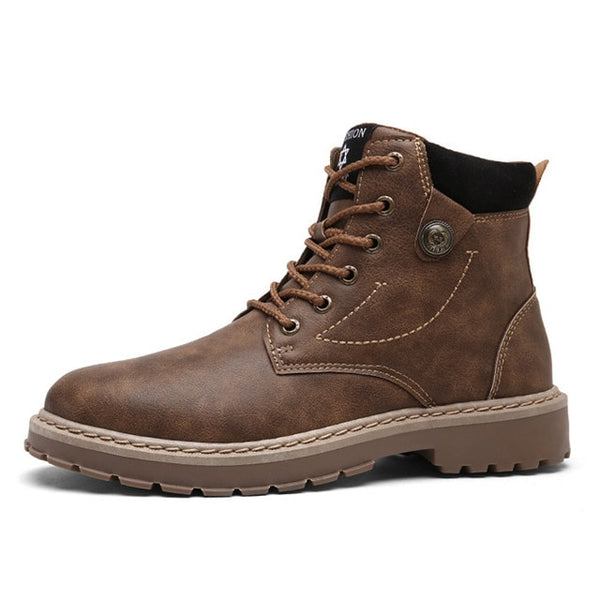 Men Leather Boots Comfortable Winter Warm Shoes Male Motorcycle Men Ankle Boots Men Oxfords Snow Shoes Men Work Boots Martens