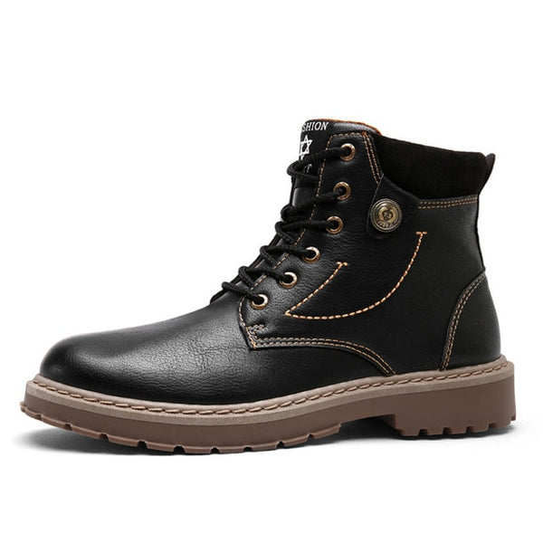 Men Leather Boots Comfortable Winter Warm Shoes Male Motorcycle Men Ankle Boots Men Oxfords Snow Shoes Men Work Boots Martens