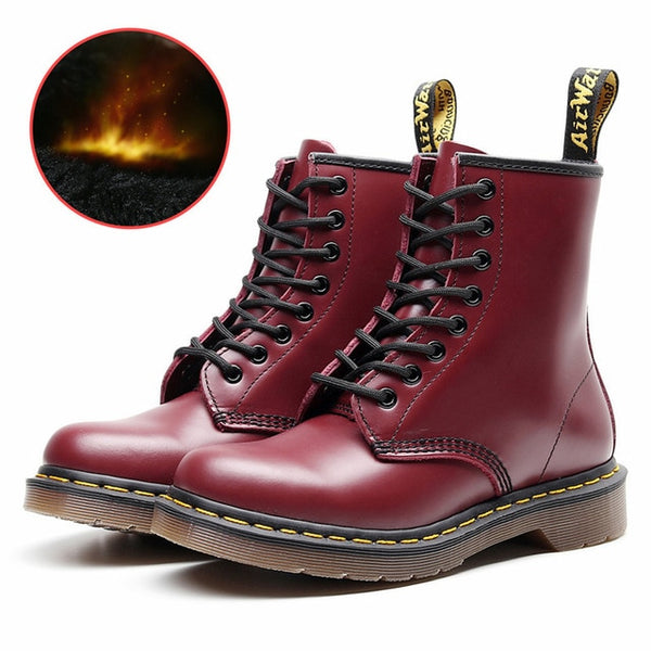 Men Shoes New Genuine Leather Ankle Martens Boots for Women Casual Dr. Motorcycle Shoes Warm Winter Men Boots Work Safety Shoes