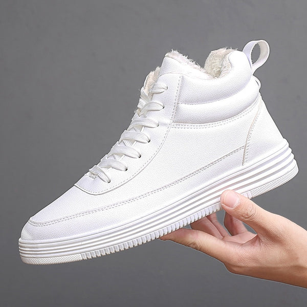 Early winter high men's sneakers solid color black and white two-color men skate shoes vulcanized shoes