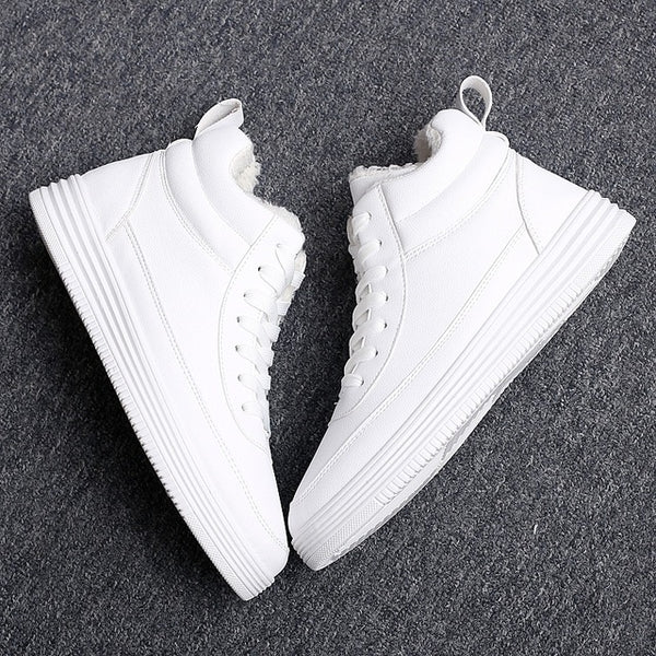Early winter high men's sneakers solid color black and white two-color men skate shoes vulcanized shoes