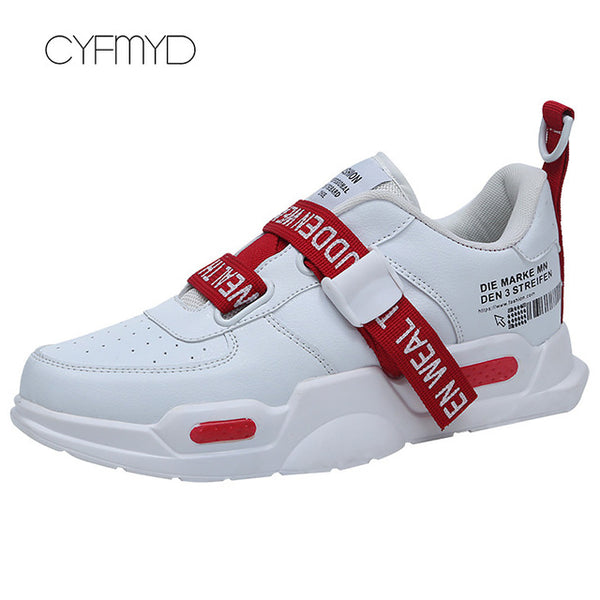 Men's sneakers Hollow Breathable Trainers vulcanized Buckle strap Platform Sneakers White sneakers Running shoes boys