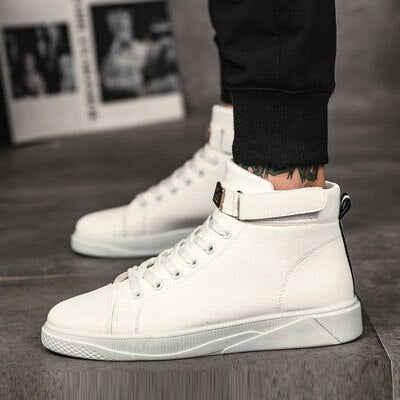 Trend 2019 Men's Vulcanized Shoes Black High Top Lace-up Autumn Winter Casual Canvas Shoes For Men Boys Sneakers Without Lace