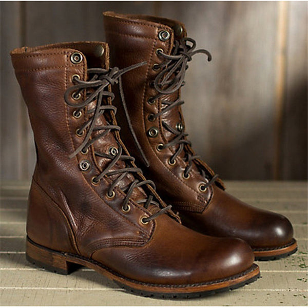 Men Boots Genuine Leather Boots Winter Shoes Plush Warm Ankle Boots Men Shoes Winter Boots Lace-up Vintage Mens Winter Footwear
