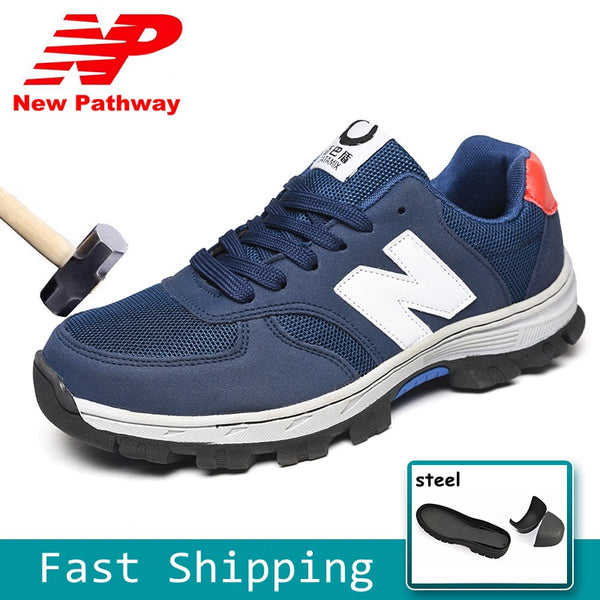 Cow Leather Safety Shoes Steel Toe Mens Breathable Work Shoes Construction Protective Footwear Large Size 36-46 MB217