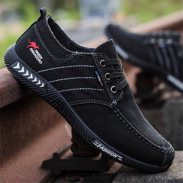 ELGEER New canvas shoes deodorant breathable men's shoes tide shoes non-slip male students tie casual stripes men shoes