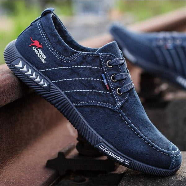 ELGEER New canvas shoes deodorant breathable men's shoes tide shoes non-slip male students tie casual stripes men shoes