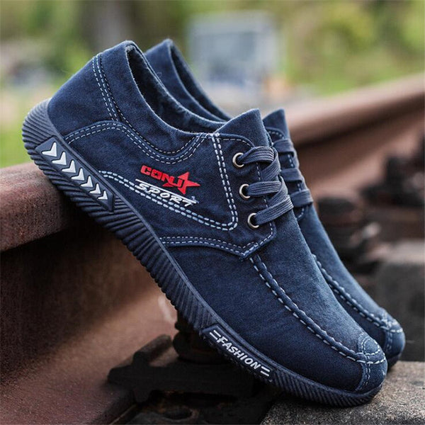 ELGEER New canvas shoes deodorant breathable men's shoes tide shoes non-slip male students tie casual stripes men shoes