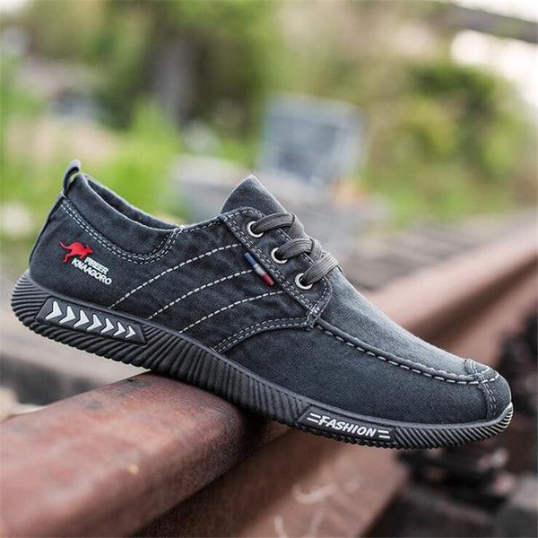 ELGEER New canvas shoes deodorant breathable men's shoes tide shoes non-slip male students tie casual stripes men shoes