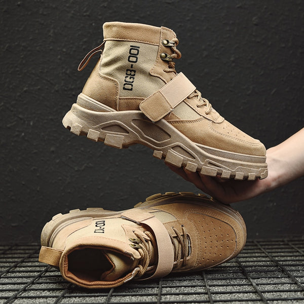YRRFUOT  Autumn New Men Work Shoes Fashion Thick Bottom Desert Tactical Men's Boots High Quality Trend Casual Men Shoes Non-slip