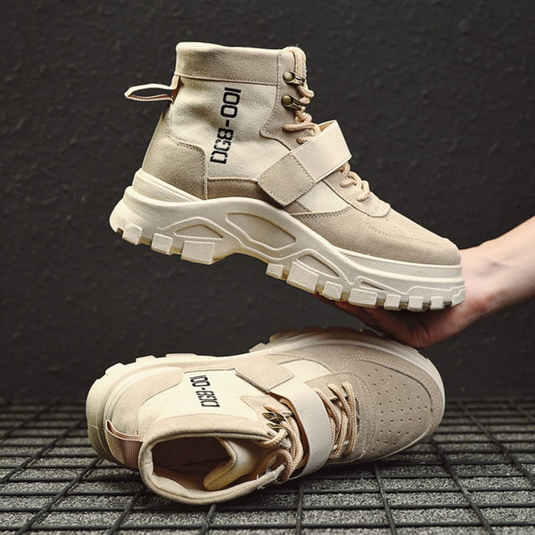 YRRFUOT  Autumn New Men Work Shoes Fashion Thick Bottom Desert Tactical Men's Boots High Quality Trend Casual Men Shoes Non-slip