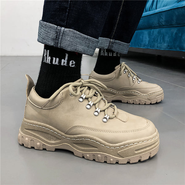 New Mens Vulcanize Shoes 2019 Autumn Winter Fashion Platform Shoes Mens Lace Up Balck Sneakers Wear-Resisting Female Causal Shoe