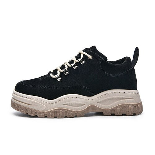 New Mens Vulcanize Shoes 2019 Autumn Winter Fashion Platform Shoes Mens Lace Up Balck Sneakers Wear-Resisting Female Causal Shoe