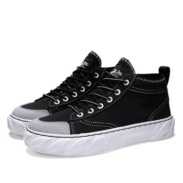 Men Canvas Shoes Fashion High Top Men's Breathable Canvas Lace Up Vulcanize Shoes  New Mens Sneakers Flat  Retro Shoes