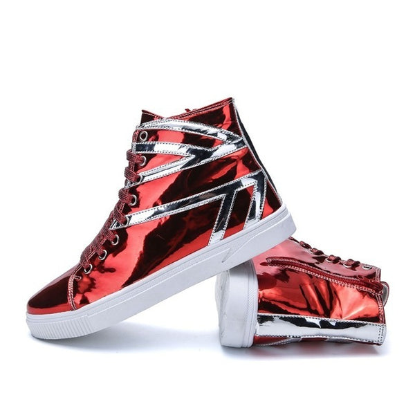 2019 Light Men's Vulcanized Shoes Red Silver Sneakers Autumn Footwear Men Army Boots Flats Breathable Fashion Men Hip Hop Shoes