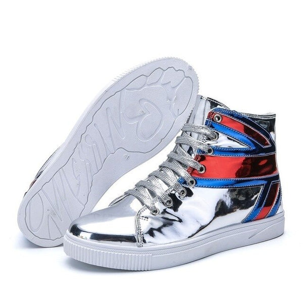 2019 Light Men's Vulcanized Shoes Red Silver Sneakers Autumn Footwear Men Army Boots Flats Breathable Fashion Men Hip Hop Shoes