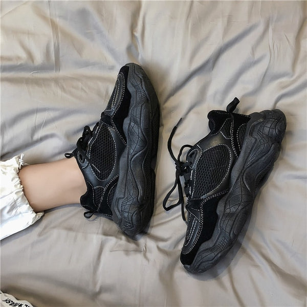 Men's vulcanized shoes Men Sneakers Brand Designer Platform Chunky Sneakers Men Trainers Lace Up Color matching D6-46