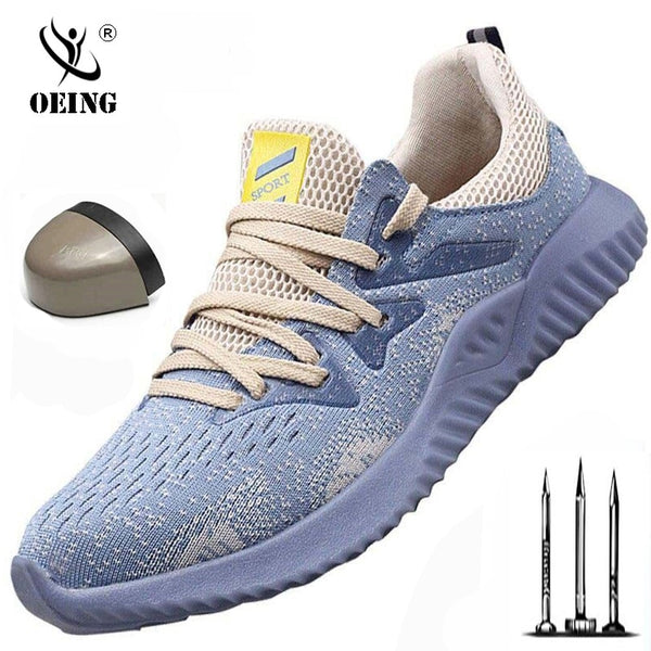 Light beef tendon bottom safety shoes men breathable deodorant steel toe cap anti-piercing women's shoes soft bottom work shoes