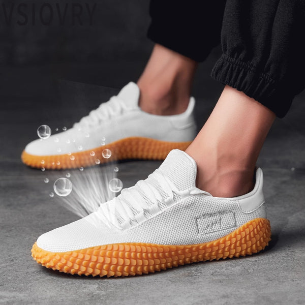 2019 New Men's Shoes White Shoes Mesh Breathable Men Vulcanized Shoes Fly Weave Men Sneakers Tenis Masculino Adulto Male Shoes