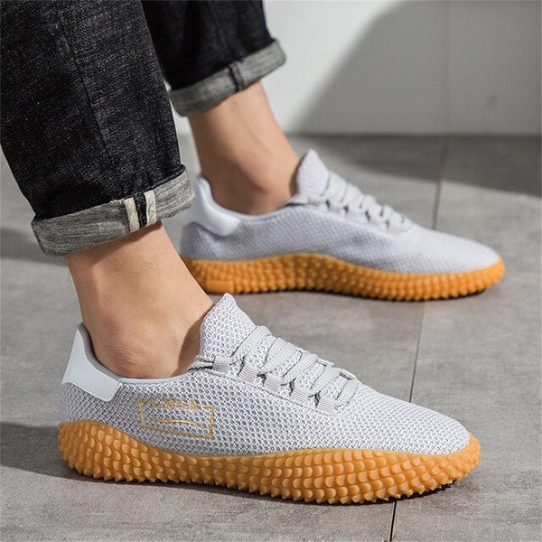 2019 New Men's Shoes White Shoes Mesh Breathable Men Vulcanized Shoes Fly Weave Men Sneakers Tenis Masculino Adulto Male Shoes