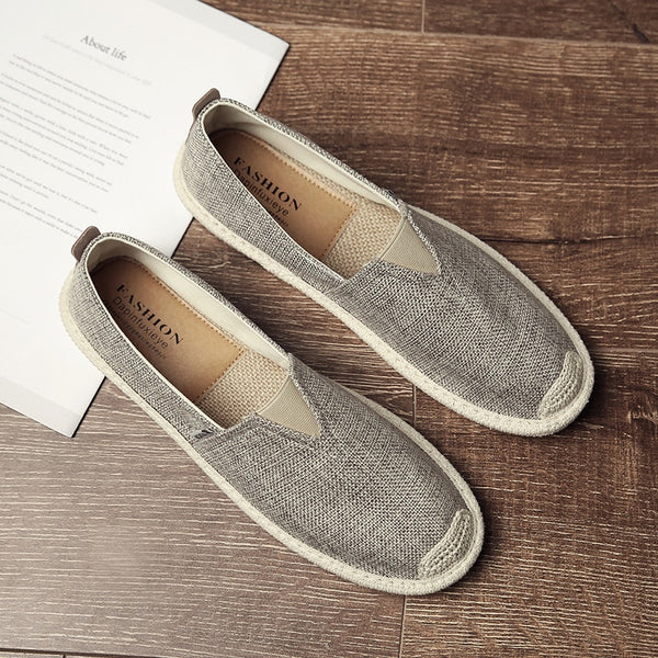 UPUPER Breathable Linen Casual Men's Shoes Old Beijing Cloth Shoes Canvas Summer Leisure Flat Fisherman Driving Shoes Wicking
