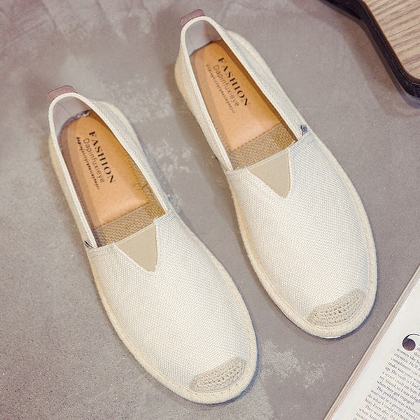 UPUPER Breathable Linen Casual Men's Shoes Old Beijing Cloth Shoes Canvas Summer Leisure Flat Fisherman Driving Shoes Wicking