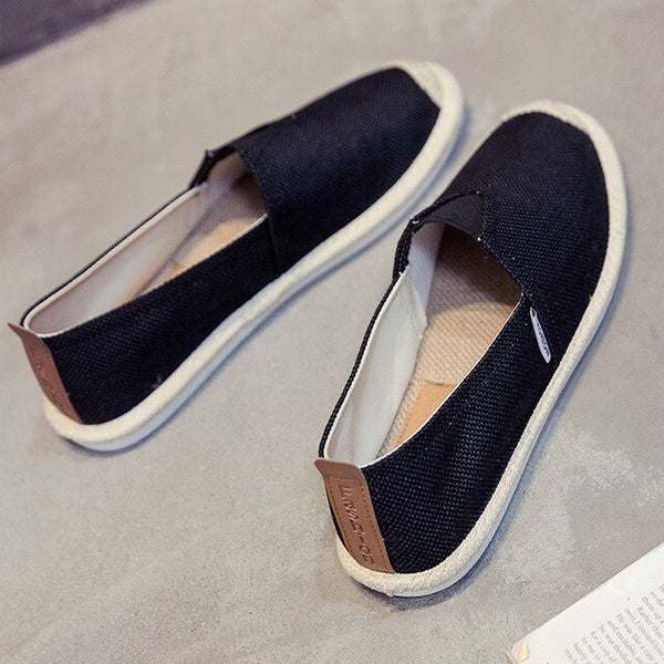 UPUPER Breathable Linen Casual Men's Shoes Old Beijing Cloth Shoes Canvas Summer Leisure Flat Fisherman Driving Shoes Wicking