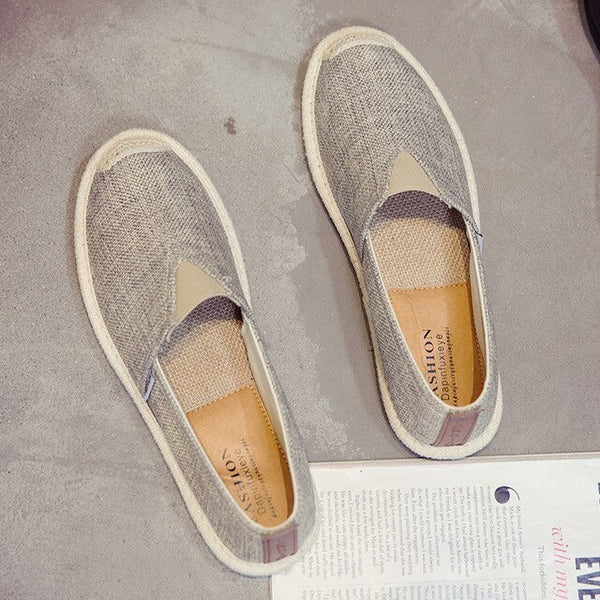 UPUPER Breathable Linen Casual Men's Shoes Old Beijing Cloth Shoes Canvas Summer Leisure Flat Fisherman Driving Shoes Wicking