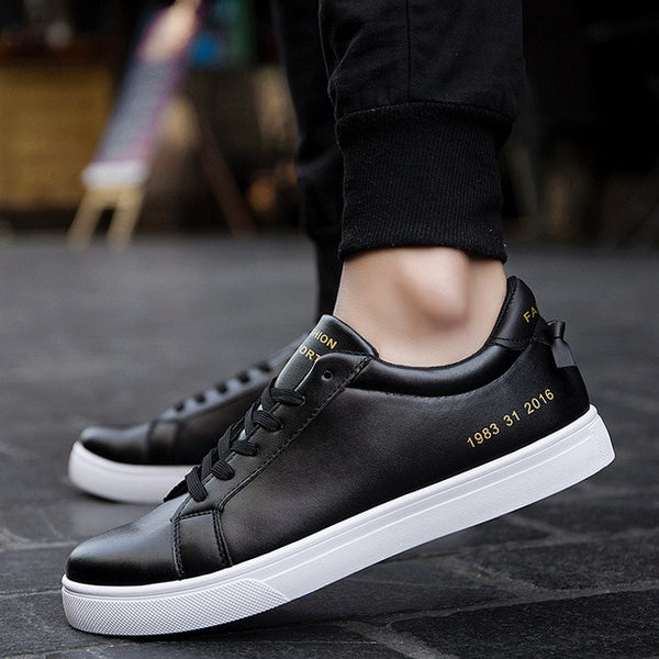 Men's Vulcanize Shoes Waterproof Simple Solid Color White Trendy Sneakers Men Korean Style Flat with Breathable Footwear Casual
