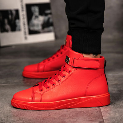 Men's Vulcanized Shoes Slip-on High Top Sneakers Lace-up Casual Shoes Men Canvas Shoes For Men Sneakers Leather Tenis Masculino