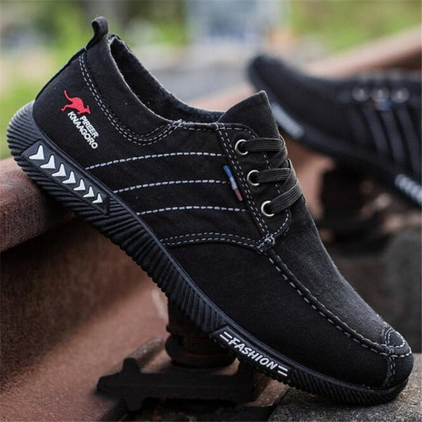ELGEER New canvas shoes deodorant breathable men's shoes tide shoes non-slip male students tie casual stripes men shoes