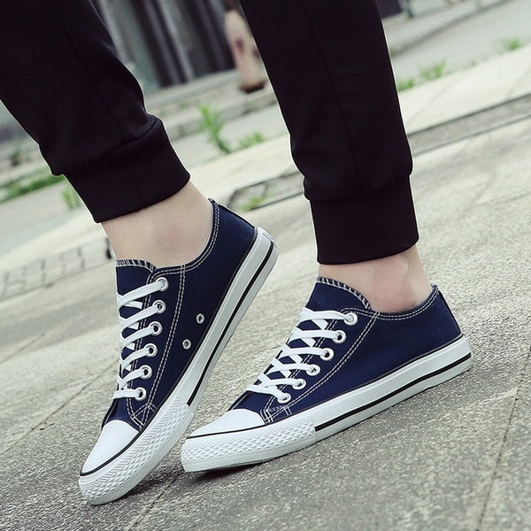Men's Vulcanize Shoes Classic Canvas Shoes Solid Lace-up Casual White black Red Couple Sneakers Low-cut Canvas Shoes BINHIIRO