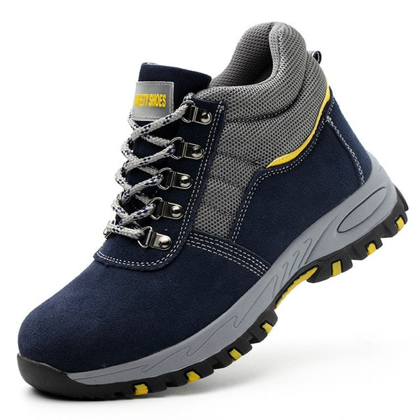 shoes men Work boots Winter Warm Outdoor Steel toe cap Anti-smashing anti-piercing Outdoor lace-up Cow suede Safety shoes CS-256