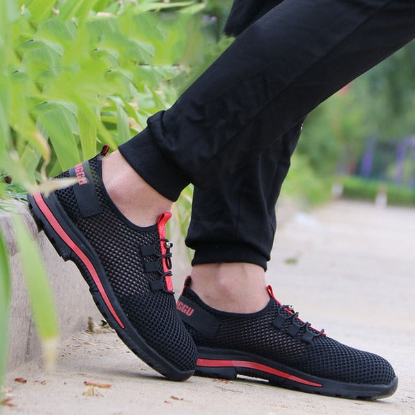 2019 Protective Shoes Breathable Safety Shoes Men's Lightweight Steel Toe Shoes Anti-smashing Piercing Work Single Mesh Sneakers
