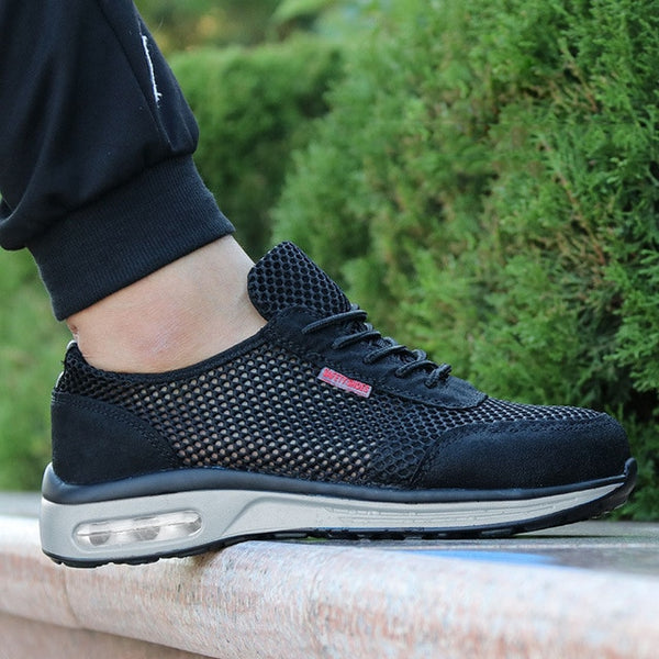 2019 Protective Shoes Breathable Safety Shoes Men's Lightweight Steel Toe Shoes Anti-smashing Piercing Work Single Mesh Sneakers