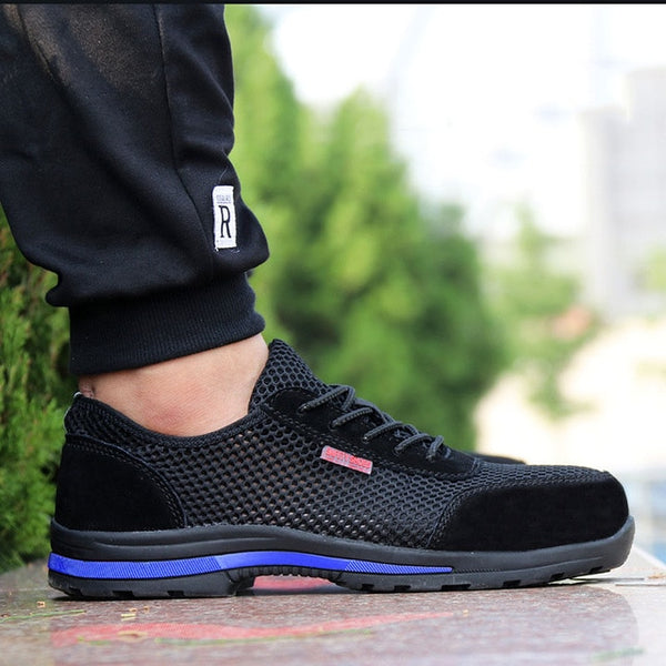 2019 Protective Shoes Breathable Safety Shoes Men's Lightweight Steel Toe Shoes Anti-smashing Piercing Work Single Mesh Sneakers