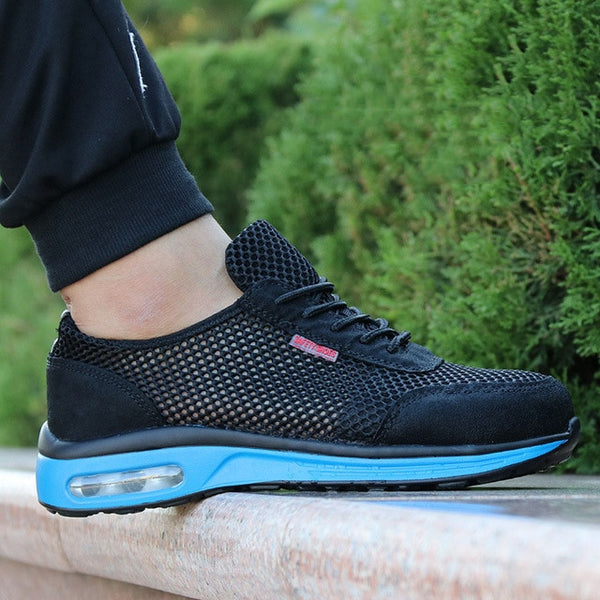 2019 Protective Shoes Breathable Safety Shoes Men's Lightweight Steel Toe Shoes Anti-smashing Piercing Work Single Mesh Sneakers